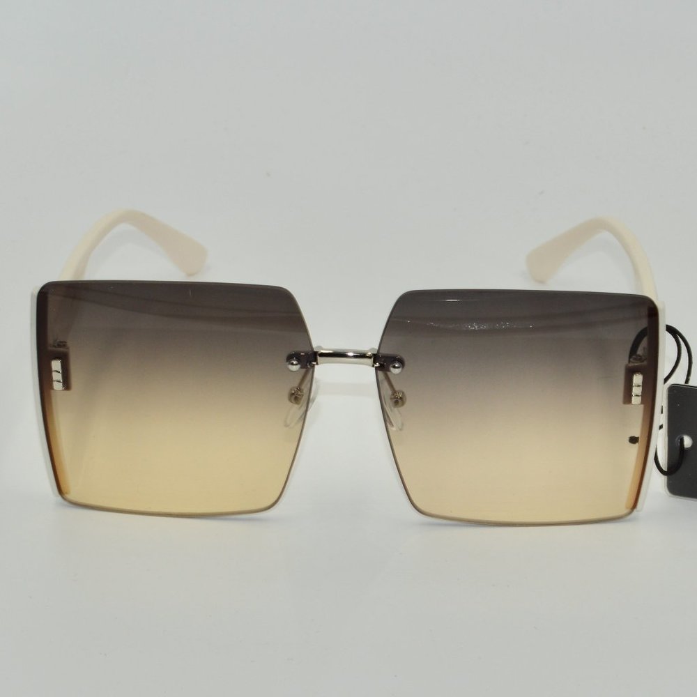 Women's Oversized Semi Rimless Side Glitter Butterfly Sunglasses